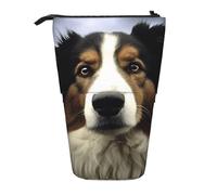 LHBWCVN Kosmetiktasche mit Schafhund, Stehendes Federmäppchen, Teleskop-Bleistifttasche, tragbarer Stifthalter, niedlicher Stand-up-Bleistiftbeutel für Damen und Herren, Reise-Münztasche, Geldbörse