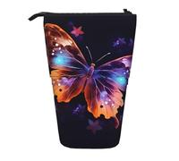 LHBWCVN Kosmetiktasche mit Schmetterlings-Motiv, Stehendes Federmäppchen, Teleskop-Bleistifttasche, tragbarer Stifthalter, niedliches Stand-up-Bleistiftetui für Damen und Herren, Reise-Münztasche