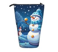 LHBWCVN Kosmetiktasche mit Schneemann-Design, Teleskop-Federmäppchen, tragbar, niedlich, Stand-up-Bleistifttasche für Damen und Herren, Reise-Münztasche, Geldbörse