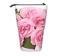 LHBWCVN Kosmetiktasche, Motiv: Rote frische Rosen, Stehendes Federmäppchen, Teleskop-Bleistifttasche, tragbarer Stifthalter, niedliches Stand-up-Bleistiftetui für Damen und Herren, Reise-Münztasche