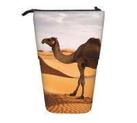 LHBWCVN Kosmetiktasche, Motiv: Wüstensand, Kamel, Stehendes Federmäppchen, Teleskop-Bleistifttasche, tragbarer Stifthalter, niedlicher Stand-up-Bleistiftbeutel für Damen und Herren, Reise-Münztasche