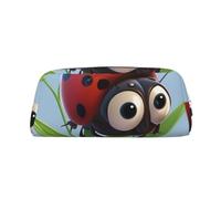LHBWCVN Ladybug Federmäppchen, großes Fassungsvermögen, ästhetisches Stifteetui, Leder, Make-up-Tasche für Damen und Herren, Reise-Kulturbeutel, Reißverschluss, Kosmetiktasche, weit geöffnetes