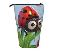 LHBWCVN Ladybug Kosmetiktasche, Stehendes Federmäppchen, Teleskop-Bleistifttasche, tragbarer Stifthalter, niedlicher Stand-up-Bleistiftbeutel für Damen und Herren, Reise-Münztasche, Geldbörse