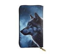 Lhbwcvn Lonely Wolf Geldbörse für Damen und Herren, Clutch, RFID-blockierend, Leder, große Kapazität, Geldbörse, Kreditkartenhalter, Geldtasche mit Reißverschluss, Handyhalter, lange Reisegeldbörse,