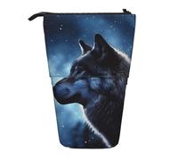LHBWCVN lonely wolf Kosmetiktasche, Stehendes Federmäppchen, Teleskop-Bleistifttasche, tragbarer Stifthalter, niedlicher Stand-up-Bleistiftbeutel für Damen und Herren, Reise-Münztasche, Geldbörse
