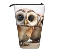 LHBWCVN Lustige Eule Kosmetiktasche Stehendes Federmäppchen Teleskop-Bleistifttasche Tragbarer Stifthalter Niedlich Stand Up Pencil Pouch für Damen Herren Reise Münztasche Geldbörse