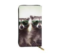 Lhbwcvn Lustiger Waschbär-Grüne Sonnenbrillen-Geldbörse für Damen und Herren, Clutch, RFID-blockierend, Ledergeldbörse, großes Fassungsvermögen, Kreditkartenhalter, Geldetui mit Reißverschluss,