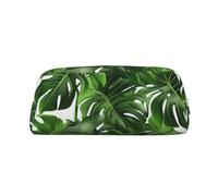LHBWCVN Monstera Deliciosa Federmäppchen mit Bananenpalme, großes Fassungsvermögen, ästhetische Stifttasche, Leder, Make-up-Tasche für Damen und Herren, Reise-Kulturbeutel, Reißverschluss