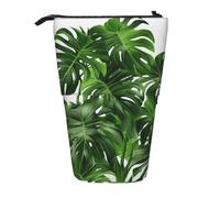 LHBWCVN Monstera Deliciosa Kosmetiktasche mit Bananenpalme, stehendes Federmäppchen, Teleskop-Bleistifttasche, tragbarer Stifthalter, niedliches Stand-up-Bleistiftetui für Damen und Herren