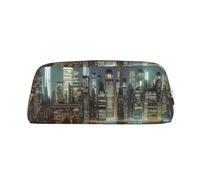 LHBWCVN New York City Federmäppchen, großes Fassungsvermögen, ästhetisches Stifteetui, Leder, Make-up-Tasche für Damen und Herren, Reise-Kulturbeutel, Reißverschluss, Kosmetiktasche, weit geöffnetes