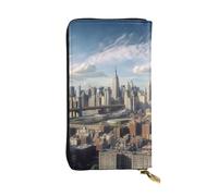 Lhbwcvn New York City Geldbörse für Damen und Herren, Clutch, RFID-blockierend, Leder, große Kapazität, Geldbörse, Kreditkartenhalter, Geldtasche mit Reißverschluss, Handyhalter, lange Reisegeldbörse,