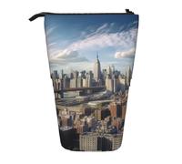 LHBWCVN New York City Kosmetiktasche, Stehendes Federmäppchen, Teleskop-Bleistifttasche, tragbarer Stifthalter, niedliches Stand-up-Bleistiftetui für Damen und Herren, Reise-Münztasche, Geldbörse