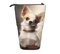LHBWCVN Niedliche Chihuahua-Kosmetiktasche, Stehendes Federmäppchen, Teleskop-Bleistifttasche, tragbarer Stifthalter, niedliches Stand-up-Bleistiftetui für Damen und Herren, Reise-Münztasche