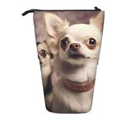 LHBWCVN Niedliche Chihuahua-Kosmetiktasche, Stehendes Federmäppchen, Teleskop-Bleistifttasche, tragbarer Stifthalter, niedliches Stand-up-Bleistiftetui für Damen und Herren, Reise-Münztasche