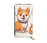 Lhbwcvn Niedliche Shiba Inu Hunde-Geldbörse für Damen und Herren, Clutch, RFID-blockierend, Ledergeldbörse, großes Fassungsvermögen, Kreditkartenhalter, Geldtasche mit Reißverschluss, Handyhalter,