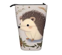 LHBWCVN Niedlicher kleiner Igel-Kosmetikbeutel, stehendes Federmäppchen, Teleskop-Federtasche, tragbarer Stifthalter, niedliches Stand-up-Bleistiftetui für Damen und Herren, Reise-Münztasche