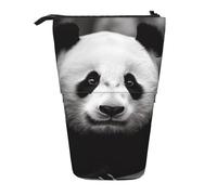 LHBWCVN Niedliches schwarz-weißes Panda-Kosmetiktasche, stehendes Federmäppchen, Teleskop-Federtasche, tragbarer Stifthalter, niedliches Stand-up-Bleistiftetui für Damen und Herren, Reise-Münztasche