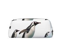 LHBWCVN Pinguin-Federmäppchen, großes Fassungsvermögen, ästhetische Stifttasche, Leder, Make-up-Tasche für Damen und Herren, Reise-Kulturbeutel, Reißverschluss, Kosmetiktasche, weit geöffnetes