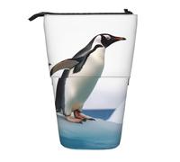 LHBWCVN Pinguin-Kosmetiktasche, Stehendes Federmäppchen, Teleskop-Bleistifttasche, tragbarer Stifthalter, niedlicher Stand-up-Bleistiftbeutel für Damen und Herren, Reise-Münztasche, Geldbörse