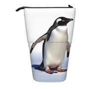 LHBWCVN Pinguin-Kosmetiktasche, Stehendes Federmäppchen, Teleskop-Bleistifttasche, tragbarer Stifthalter, niedlicher Stand-up-Bleistiftbeutel für Damen und Herren, Reise-Münztasche, Geldbörse