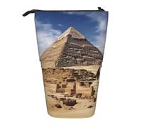 LHBWCVN Pyramids of Egypt Kosmetiktasche, Stehendes Federmäppchen, Teleskop-Bleistifttasche, tragbarer Stifthalter, niedlicher Stand-up-Bleistiftbeutel für Damen und Herren, Reise-Münztasche