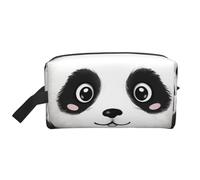LHBWCVN Reise-Kulturbeutel für Damen und Herren, Leder, Make-up-Tasche, groß, tragbar, Reise-Organizer, schwarz und weiß, Panda-Kosmetiktasche mit Haken zum Aufhängen, Reise-Badezimmertasche,