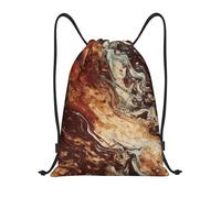LHBWCVN Rucksack mit Kordelzug, für Herren, Turnbeutel, wasserdicht, mit Kordelzug, für Damen, mit Marmor, Braun, Schwarz, Small, Reiserucksäcke