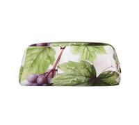 LHBWCVN Schönes Federmäppchen mit Weinblättern, großes Fassungsvermögen, ästhetisches Stifteetui, Leder, Make-up-Tasche für Damen und Herren, Reise-Kulturbeutel, Reißverschluss, Kosmetiktasche, weit