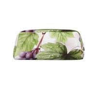 LHBWCVN Schönes Federmäppchen mit Weinblättern, großes Fassungsvermögen, ästhetisches Stifteetui, Leder, Make-up-Tasche für Damen und Herren, Reise-Kulturbeutel, Reißverschluss, Kosmetiktasche, weit