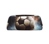 LHBWCVN Sport-Fußball-Federmäppchen, großes Fassungsvermögen, ästhetische Stifttasche, Leder, Make-up-Tasche für Damen und Herren, Reise-Kulturbeutel, Reißverschluss, Kosmetiktasche, weit geöffnetes