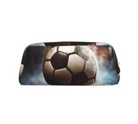 LHBWCVN Sport-Fußball-Federmäppchen, großes Fassungsvermögen, ästhetische Stifttasche, Leder, Make-up-Tasche für Damen und Herren, Reise-Kulturbeutel, Reißverschluss, Kosmetiktasche, weit geöffnetes