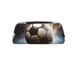 LHBWCVN Sport-Fußball-Federmäppchen, großes Fassungsvermögen, ästhetische Stifttasche, Leder, Make-up-Tasche für Damen und Herren, Reise-Kulturbeutel, Reißverschluss, Kosmetiktasche, weit geöffnetes