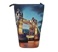 LHBWCVN Tower Bridge in London Kosmetiktasche, Stehendes Federmäppchen, Teleskop-Bleistifttasche, tragbarer Stifthalter, niedliches Stand-up-Bleistiftetui für Damen und Herren, Reise-Münztasche