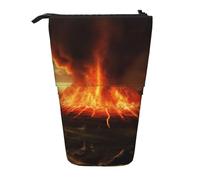 LHBWCVN Volcano Kosmetiktasche, Stehendes Federmäppchen, Teleskop-Bleistifttasche, tragbarer Stifthalter, niedliches Stand-up-Bleistiftetui für Damen und Herren, Reise-Münztasche, Geldbörse