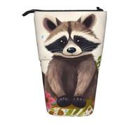 LHBWCVN Waschbär-Kosmetiktasche, Stehendes Federmäppchen, Teleskop-Federtasche, tragbarer Stifthalter, niedlicher Stand-up-Bleistiftbeutel für Damen und Herren, Reise-Münztasche, Geldbörse