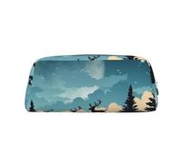 LHBWCVN Weihnachts-Federmäppchen für den Winter, großes Fassungsvermögen, ästhetisches Stifteetui, Leder, Make-up-Tasche für Damen und Herren, Reise-Kulturbeutel, Reißverschluss, Kosmetiktasche, weit