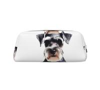 LHBWCVN Well-Behaved Schnauzer-Federmäppchen, großes Fassungsvermögen, ästhetische Stifttasche, Leder, Make-up-Tasche für Damen und Herren, Reise-Kulturbeutel, Reißverschluss, Kosmetiktasche, weit