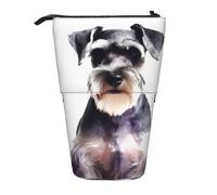 LHBWCVN Well-Behaved Schnauzer Kosmetiktasche, Stehendes Federmäppchen, Teleskop-Bleistifttasche, tragbarer Stifthalter, niedliches Stand-up-Bleistiftetui für Damen und Herren, Reise-Münztasche