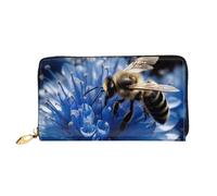 LHCVSFGW Leder Geldbörse für Damen Herren Bifold Wallet Ultra Slim Kreditkartenetui Blau Blume Biene Damen Clutch Geldbörse, Schwarz, Einheitsgröße, Schwarz , Einheitsgröße