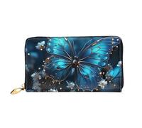 LHCVSFGW Leder Geldbörse für Damen Herren Bifold Wallet Ultra Slim Kreditkartenetui Blau Schmetterling und Mond Damen Clutch Geldbörse, Schwarz, Einheitsgröße, Schwarz , Einheitsgröße