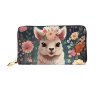 LHCVSFGW Leder Geldbörse für Damen Herren Bifold Wallet Ultra Slim Kreditkartenetui Blume Alpaka Damen Clutch Geldbörse, Schwarz, Einheitsgröße, Schwarz , Einheitsgröße