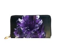 LHCVSFGW Leder Geldbörse für Damen Herren Bifold Wallet Ultra Slim Kreditkartenetui Lila Amethyst Damen Clutch Geldbörse, Schwarz, Einheitsgröße, Schwarz , Einheitsgröße