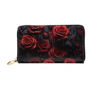 LHCVSFGW Leder Geldbörse für Damen Herren Bifold Wallet Ultra Slim Kreditkartenetui Red Rose Foto Damen Clutch Geldbörse, Schwarz, Einheitsgröße, Schwarz , Einheitsgröße