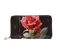 LHCVSFGW Leder Geldbörse für Damen Herren Bifold Wallet Ultra Slim Kreditkartenetui Rote Rosen und Liebe Damen Clutch Geldbörse, Schwarz, Einheitsgröße, Schwarz , Einheitsgröße