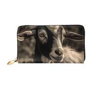 LHCVSFGW Leder Geldbörse für Damen Herren Bifold Wallet Ultra Slim Kreditkartenetui Schwarz und Weiß Ziege Damen Clutch Geldbörse, Schwarz, Einheitsgröße, Schwarz , Einheitsgröße