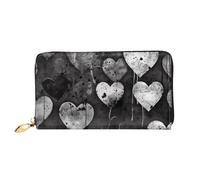 LHCVSFGW Leder Geldbörse für Damen Herren Bifold Wallet Ultra Slim Kreditkartenetui Schwarz und Weiß Herzform Damen Clutch Geldbörse, Schwarz, Einheitsgröße, Schwarz , Einheitsgröße