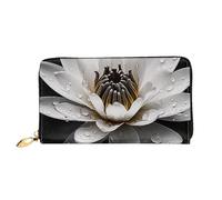 LHCVSFGW Leder Geldbörse für Damen Herren Bifold Wallet Ultra Slim Kreditkartenetui Schwarz und Weiß Wasserlilie Damen Clutch Geldbörse, Schwarz, Einheitsgröße, Schwarz , Einheitsgröße