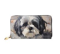 LHCVSFGW Leder Geldbörse für Damen Herren Bifold Wallet Ultra Slim Kreditkartenetui Shih Tzu Damen Clutch Geldbörse, Schwarz, Einheitsgröße, Schwarz , Einheitsgröße