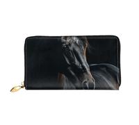 LHCVSFGW Ledergeldbörse für Damen und Herren, Bifold Wallet Ultra Slim Kreditkartenetui A Dark Horse Damen Clutch, Schwarz, Einheitsgröße, Schwarz , Einheitsgröße