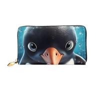 LHCVSFGW Ledergeldbörse für Damen und Herren, Bifold Wallet Ultra Slim Kreditkartenetui Big Eyed Pinguin Damen Clutch, Schwarz, Einheitsgröße, Schwarz , Einheitsgröße